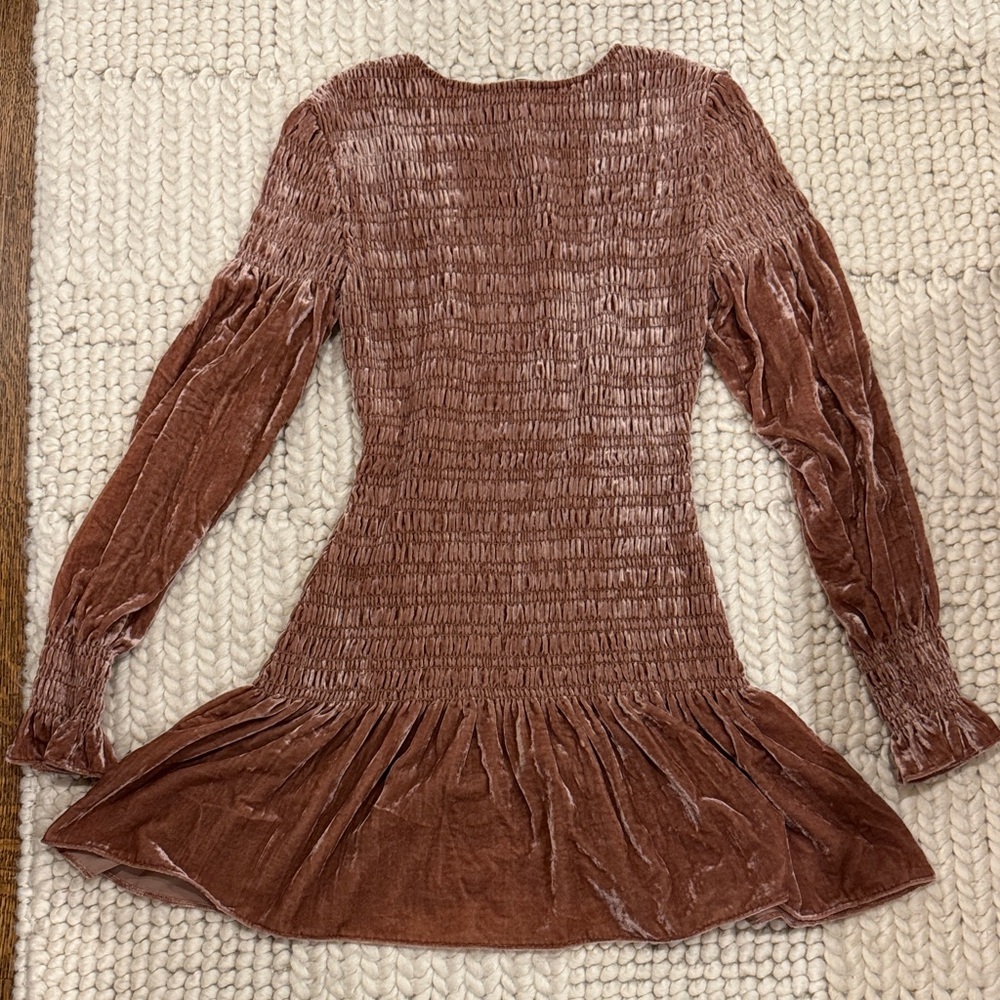 Love Shack Fancy Velvet Smocked Dress